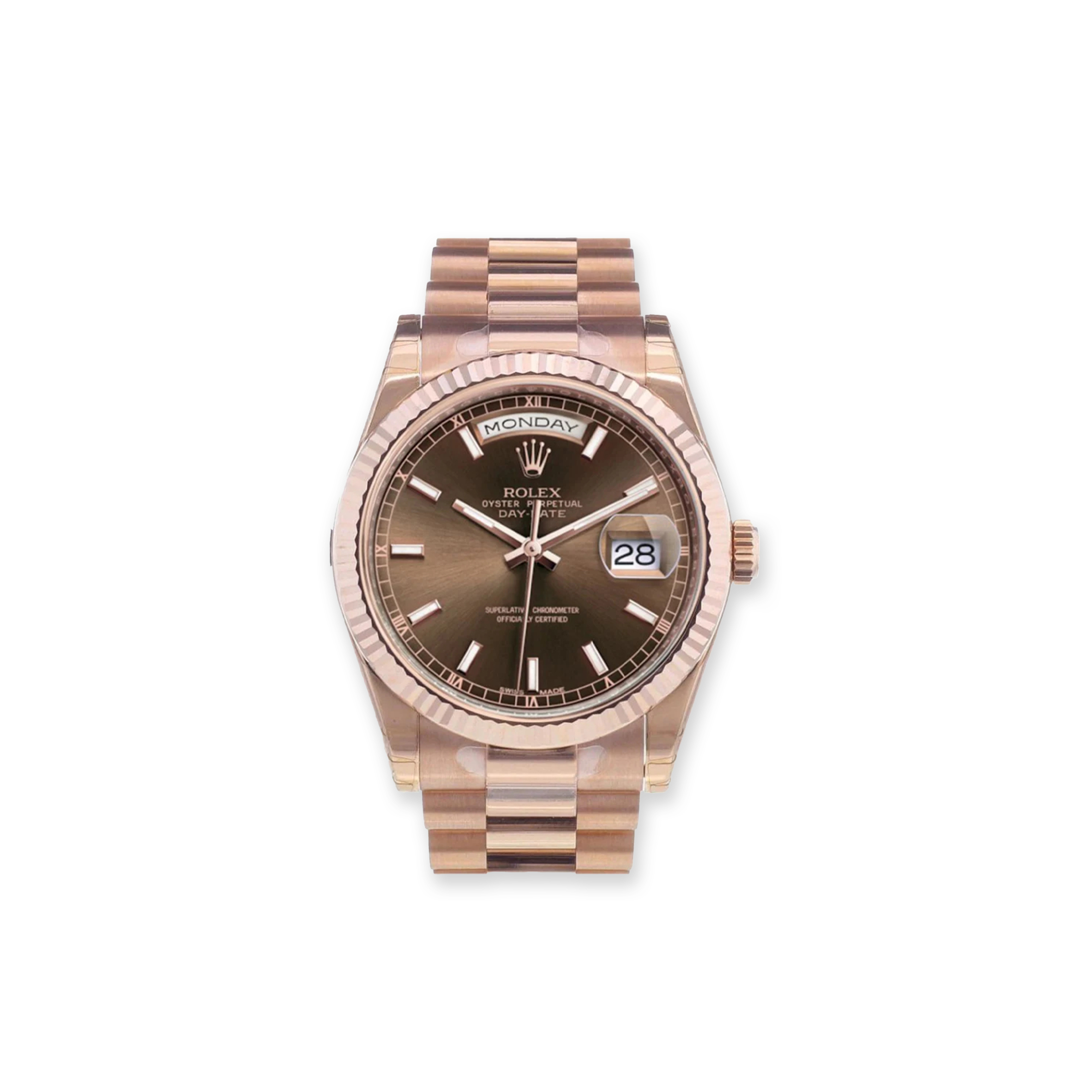 ROLEX DAY-DATE 36 CHOCOLATE ROSE GOLD 118235